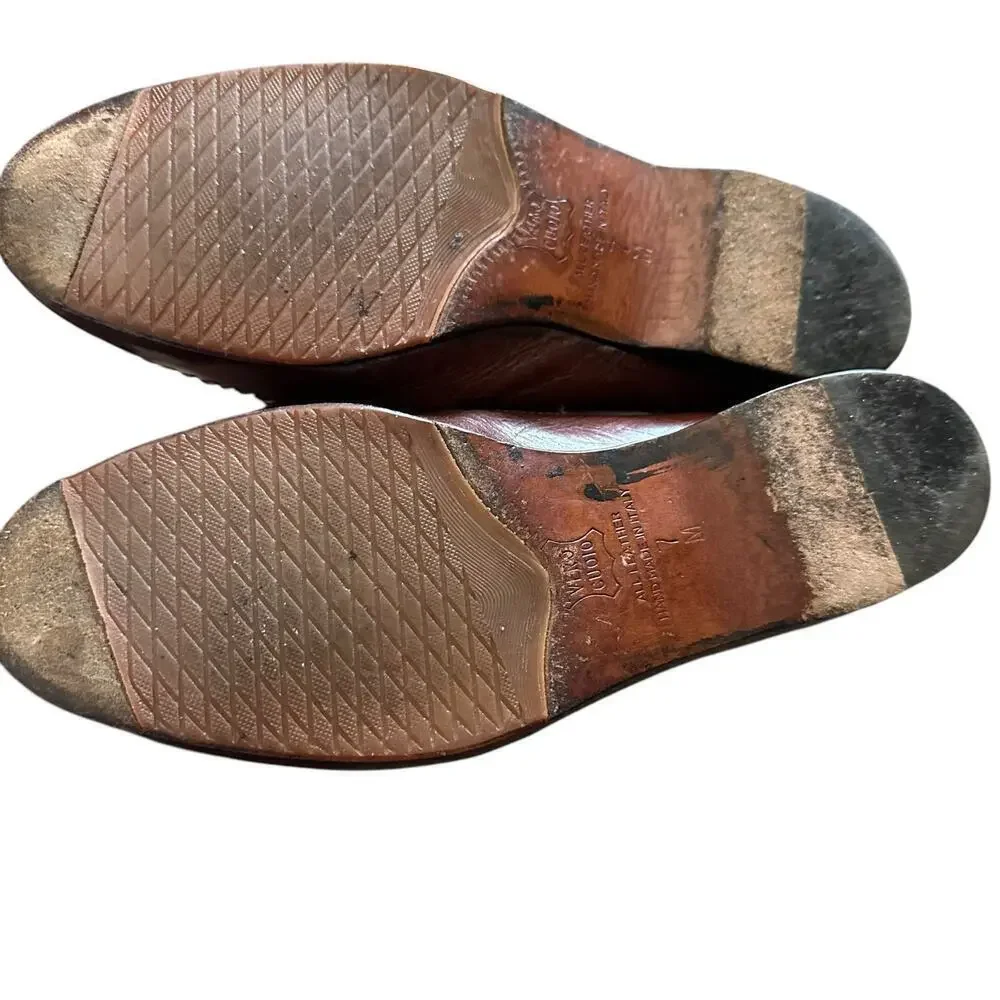 Vero Cuoio Men's Brown Woven Leather Loafers Slip-On Dress Shoes Size 7
